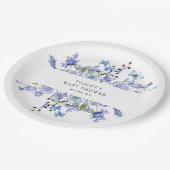 美しい青いワイルドフラワーの赤ちゃんシャワー ペーパープレート (アングル)