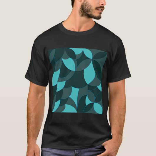 美しい青い人魚のシームレスパターン Tシャツ (正面)