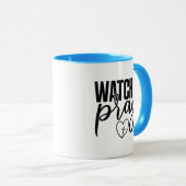 美しい青い信仰のインスパイア時計とマ祈グ マグカップ (正面右)