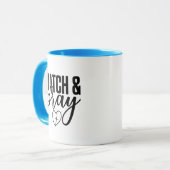 美しい青い信仰のインスパイア時計とマ祈グ マグカップ (正面左)