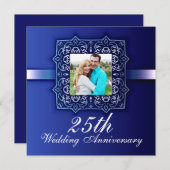 美しい青い写真 25周年招待状 招待状 (正面/裏面)