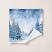美しい青い冬の森のシーン バスタオルセット (ウォッシュタオル)