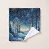 美しい青い冬の森のシーン バスタオルセット (ウォッシュタオル)