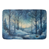 美しい青い冬の森のシーン バスマット (正面)