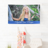 美しい青い卒業式バナカスタムー写真 横断幕 (インサイチュ)