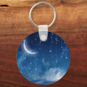 美しい青い夜空と三日月 キーホルダー (正面)