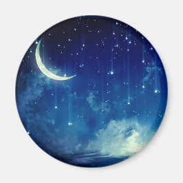 美しい青い夜空と三日月 マグネット