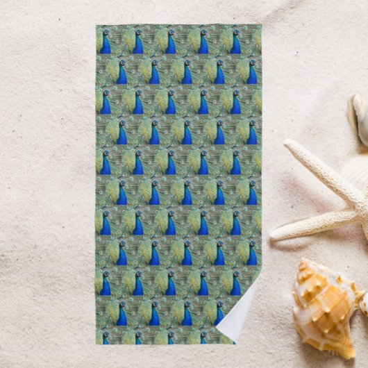 美しい青い孔雀のパターン ビーチタオル