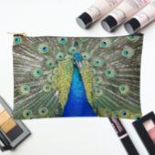 美しい青い孔雀の羽毛の羽毛 アクセサリーポーチ