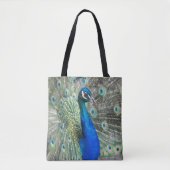 美しい青い孔雀の羽 トートバッグ (正面)