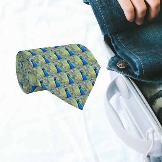 美しい青い孔雀の羽 ネクタイ