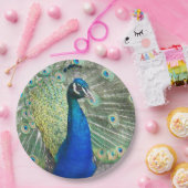 美しい青い孔雀の羽 ペーパープレート (パーティー)