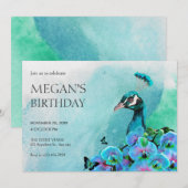 美しい青い孔雀 招待状 (正面/裏面)