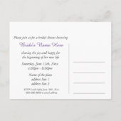 美しい青い庭の花ブライダルシャワー インビテーションポストカード (裏面)