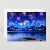 美しい青い新年のはがき シーズンポストカード (正面/裏面)
