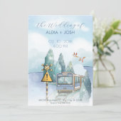 美しい青い旅の列車結婚の 招待状 (スタンド正面)