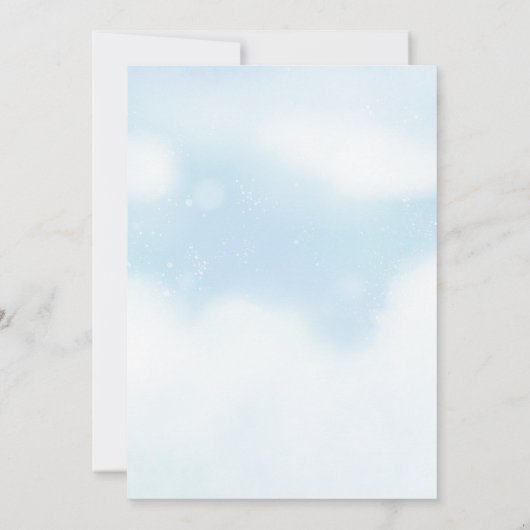 美しい青い旅の列車結婚の 招待状 (裏面)