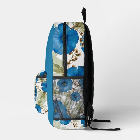 美しい青い朝顔パーソナライズされた プリントバックパック (右)
