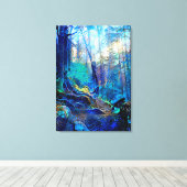 美しい青い森の引き伸ばしキャンバス キャンバスプリント (インサイチュ (ウッドフロア))