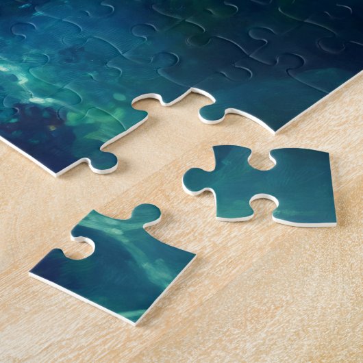 美しい青い水にウミガメ ジグソーパズル (側面)