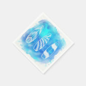 美しい青い水の色の水サーフボードアート スタンダードカクテルナプキン (角)