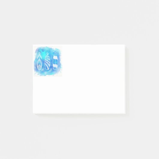 美しい青い水の色の水サーフボードアート ポストイット (正面)