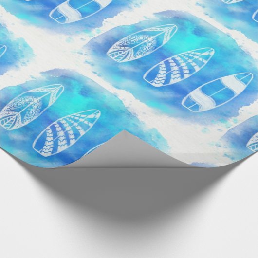 美しい青い水の色の水サーフボードアート ラッピングペーパー (角)