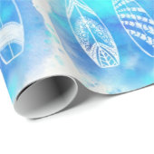 美しい青い水の色の水サーフボードアート ラッピングペーパー (ロールコーナー)