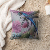 美しい青い水の色トンボ、パーソナライズ クッション (ブランケット)