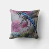 美しい青い水の色トンボ、パーソナライズ クッション (裏面)