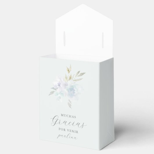 美しい青い水彩花のGracias サンクス フェイバーボックス (オープン)