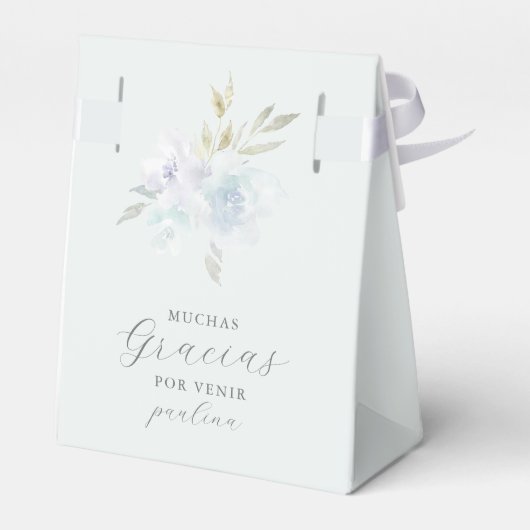 美しい青い水彩花のGracias サンクス フェイバーボックス (裏面サイド)