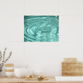 美しい青い水滴の波紋を落ち着かせるポスター ポスター (キッチン)