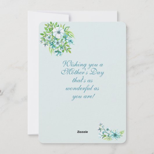 美しい青い水色の花 – 母の日 シーズンカード (裏面)