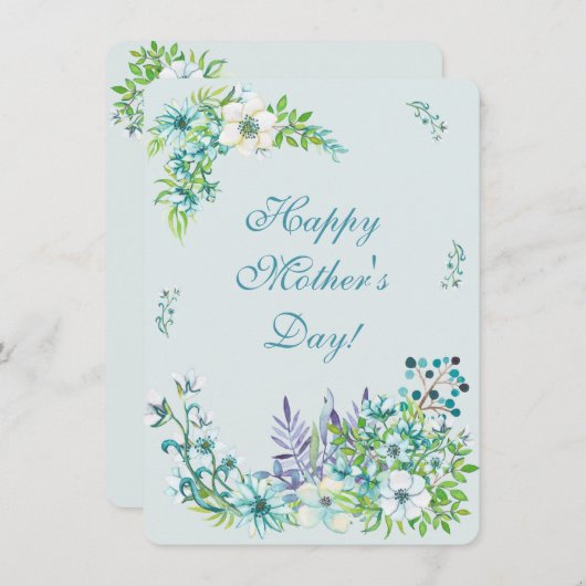 美しい青い水色の花 – 母の日 シーズンカード (正面/裏面)