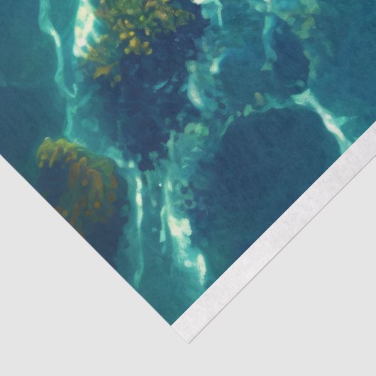 美しい青い海のウミガメのデコパージュ 薄葉紙 (詳細)