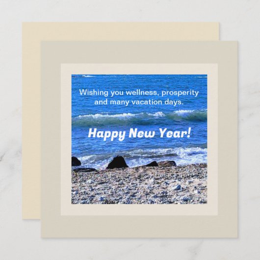 美しい青い海の新年の挨拶写真 シーズンカード (正面/裏面)