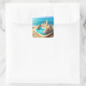 美しい青い海の砂浜の砂の城 スクエアシール (バッグ)