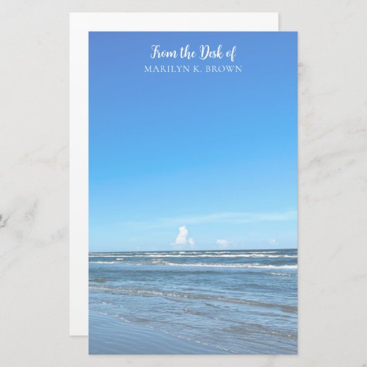 美しい青い海波シーショア写真 便箋 (正面/裏面)