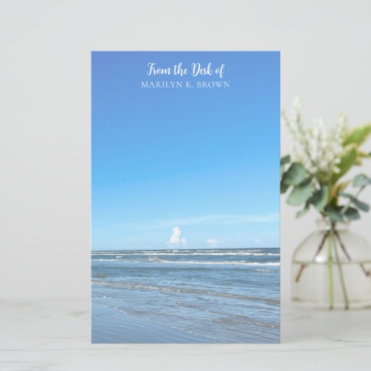 美しい青い海波シーショア写真 便箋 (スタンド正面)