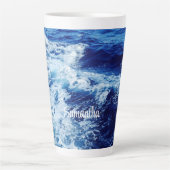 美しい青い海波 カフェラテマグ (正面)