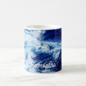 美しい青い海波 コーヒーマグカップ (中央)