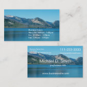 美しい青い湖、空と山の風景 名刺 (正面/裏面)