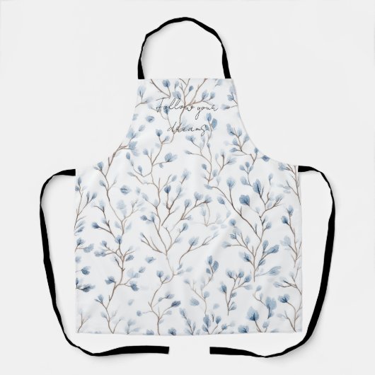美しい青い白い花 エプロン (正面)