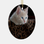 美しい青い目のクリーム色の子猫 セラミックオーナメント (右)