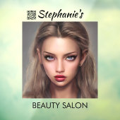 美しい青い目の女の子　ビューティーサロン　ＱＲコード付き ウィンドウサイン (シート3)