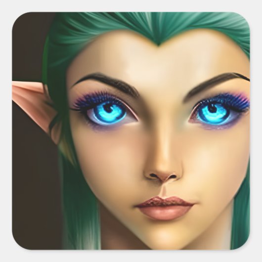 美しい青い目の妖精 スクエアシール (正面)