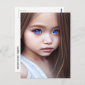 美しい青い目の小さな女の子絵画のはがき ポストカード (正面/裏面)