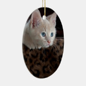 美しい青い目を持つクリーム色の子猫 セラミックオーナメント (右)