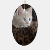 美しい青い目を持つクリーム色の子猫 セラミックオーナメント (左)